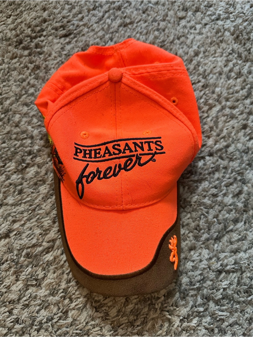 Browning Blaze Orange 'Pheasants Forever' Cap with Brown Trim